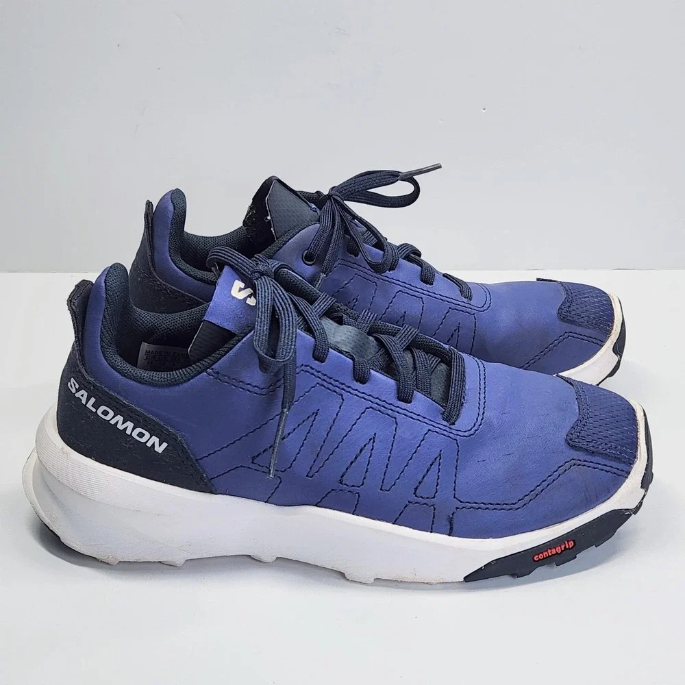 Salomon Shoes Youth Size 4 Blue Contagrip Low Top Trail Running Sneakers 472810